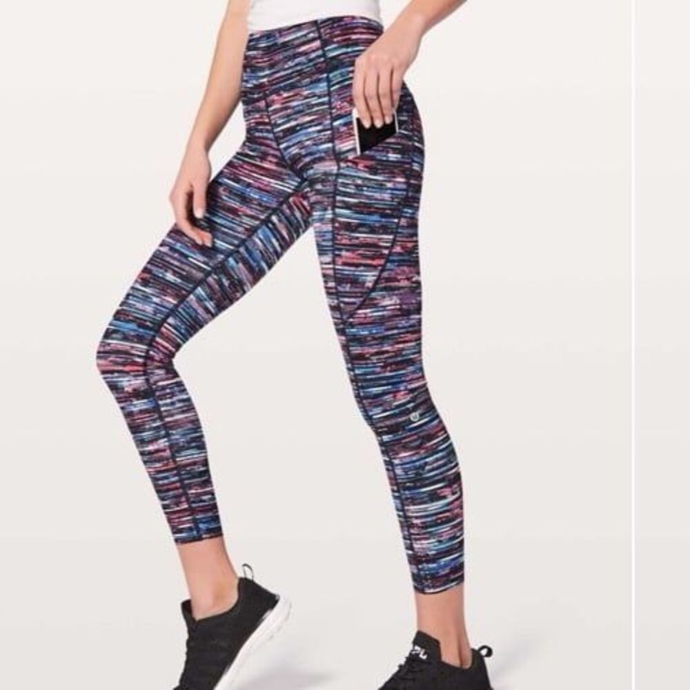 Lululemon Fast & Free 7/8 Tight II *Nulux 25" Hinshu Alpine White Multi (4) #268